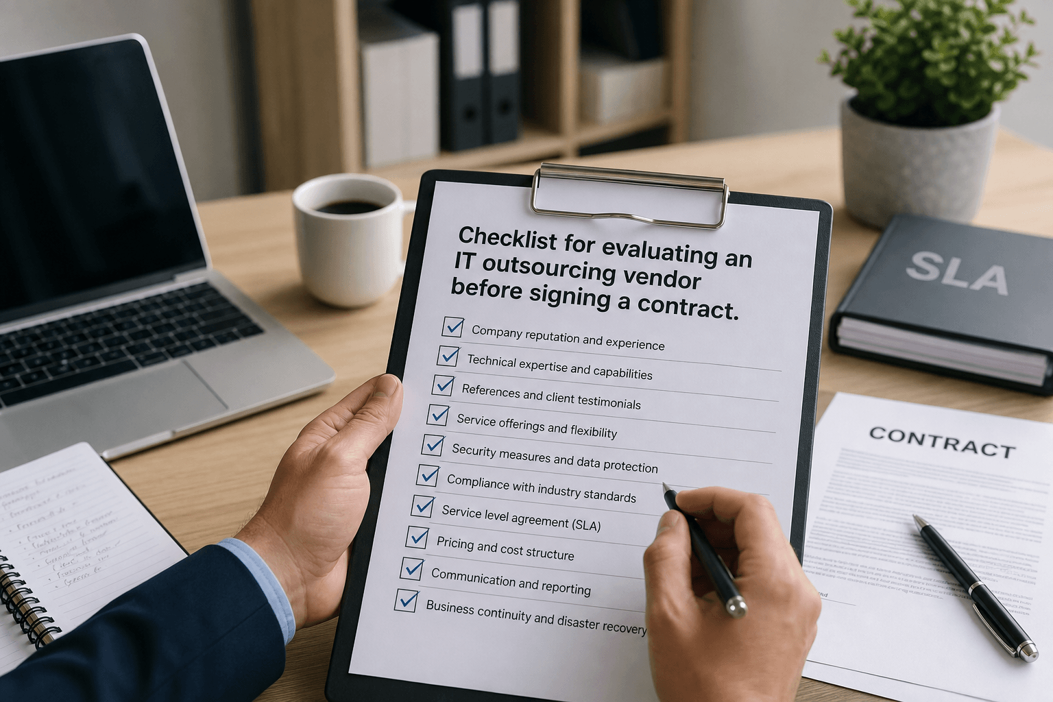 Checklist for evaluating an IT outsourcing vendor before signing a contract