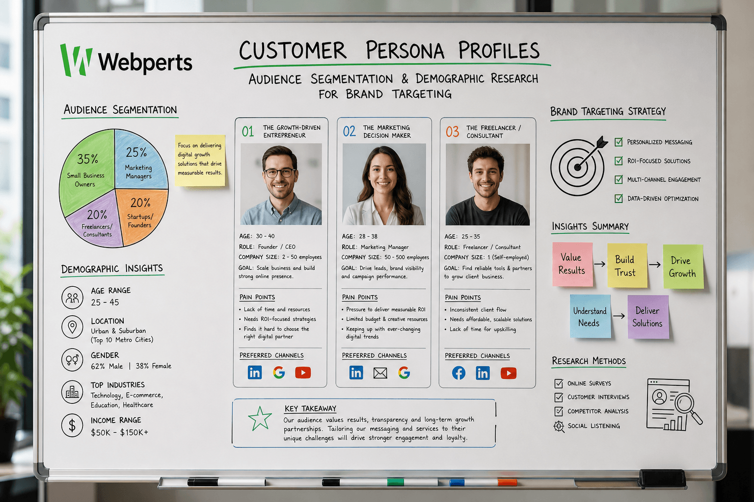 Customer persona mapping with diverse audience profiles and demographics