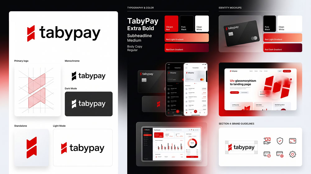 Graphic designer sketching logo concepts on paper with digital tablet showing before and after brand transformation