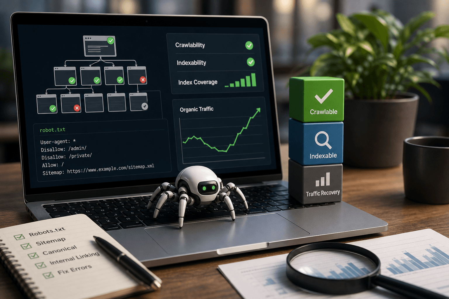 Technical SEO crawlability and indexability fixes for organic traffic recovery
